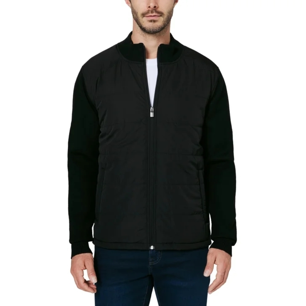 Infinity‎ NWT Men's Quilted Insulated Front Sweater Black Zip-Up Size L